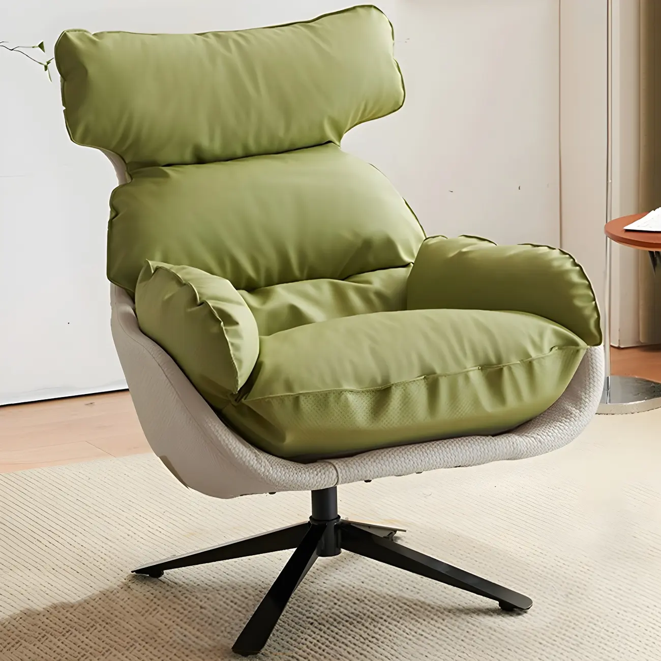 Modern Orange Suede Swivel Armchair for Living Room