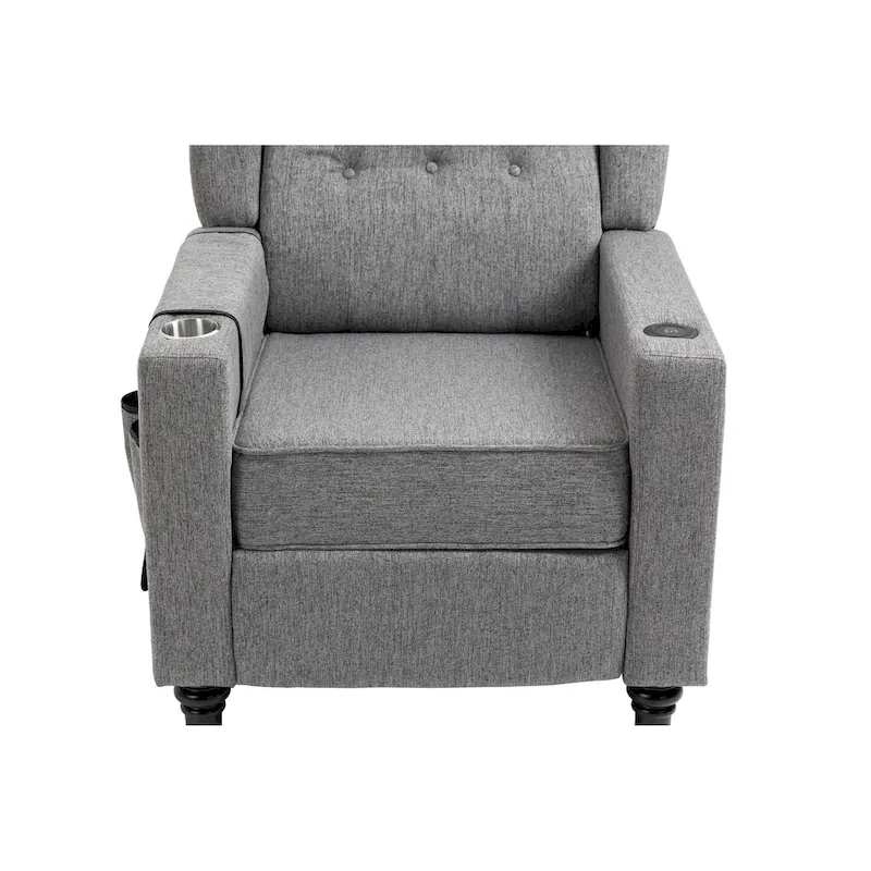 Arm Pushing Recliner Chair,Button Tufted Wingback Recliner Chair,Fabric Pushback Manual Single Sofa Home Theater Seating