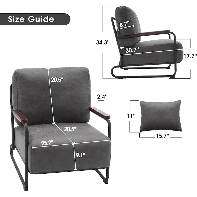 MCombo set of 2 Modern Accent Armchair with Steel Legs, Leathaire fabric HQ102