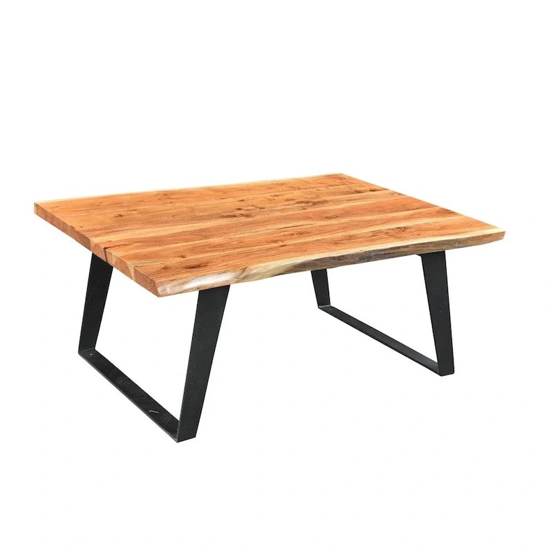 Acacia Wood Live Edge Coffee Table with Metal Legs - 31 x 45 x 16