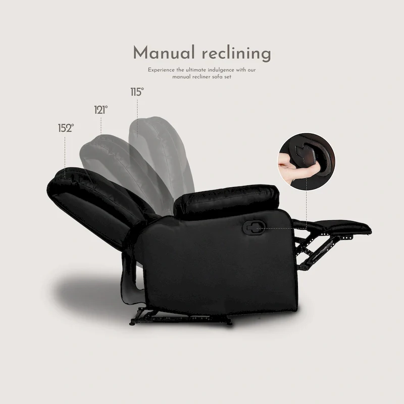 Manual Reclining 3-Piece Living Room Sofa Set - Sofa with Dropdown Table, Loveseat with Console, and Recliner