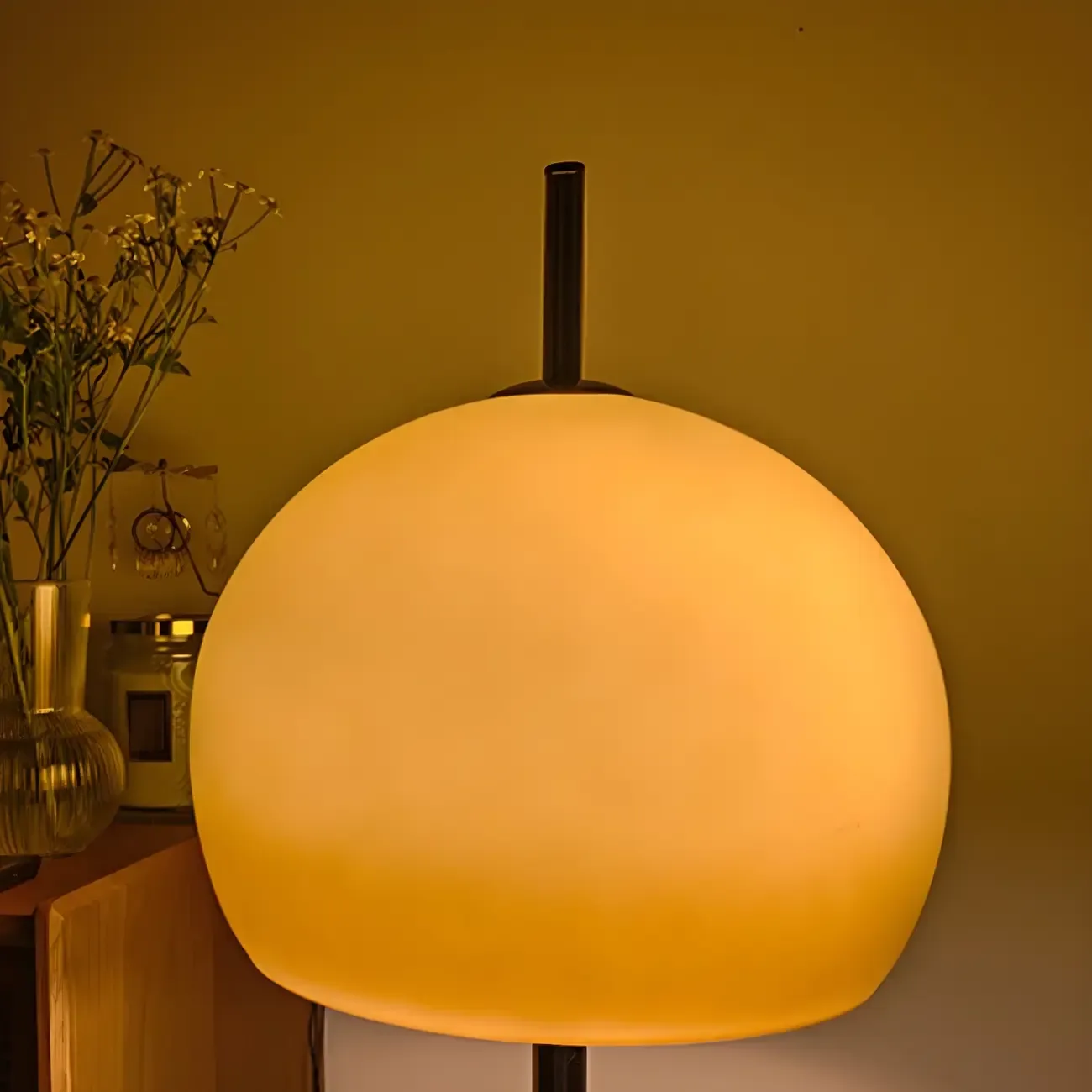 Caramel Gradient Glass Dome Table Lamp Stainless Steel Base