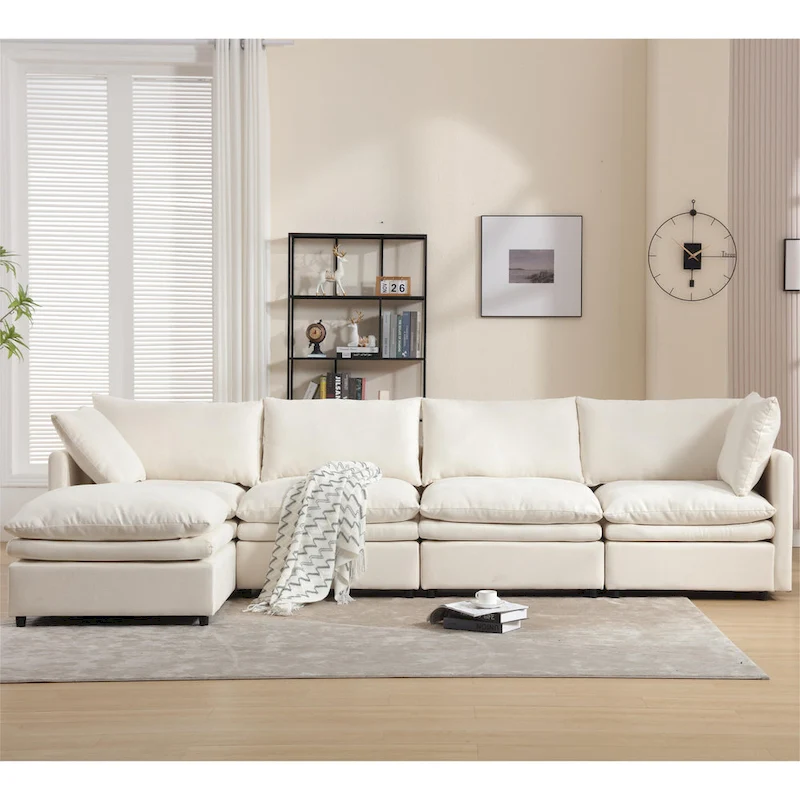Modern Upholstered Sectional Sofa with Chaise Lounge