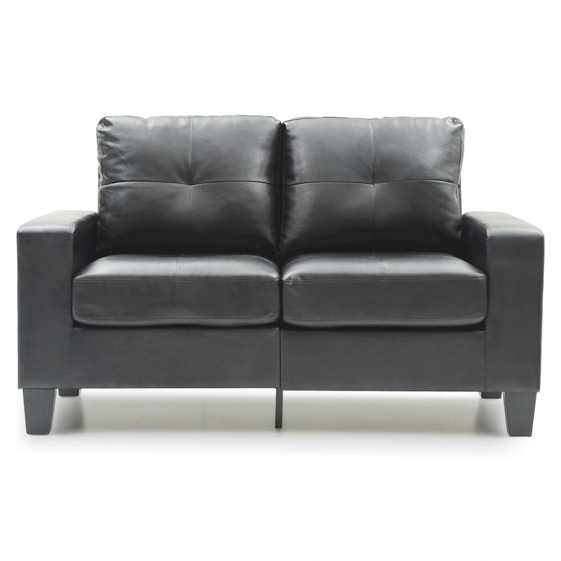 Newbury 58 in. W Flared Arm Faux Leather Straight Sofa - 32L x 58W x 36H