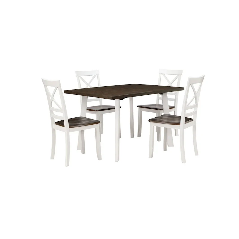 Dera 21 Inch Dining Chair Set of 2, Crossed Back, White Rubberwood Frame