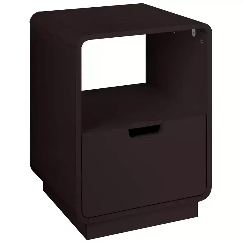 eHemco Contemporary Side Table End Table with Storage Drawer, White, 22.8H x 15.7W x 15D inches
