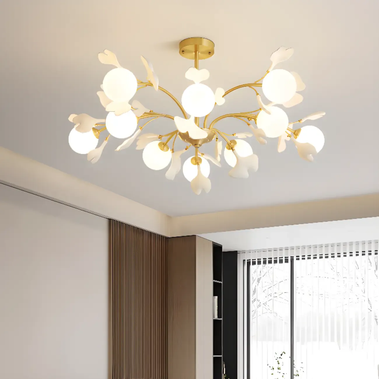 Modern Brass Branch Chandelier with Elegant Design