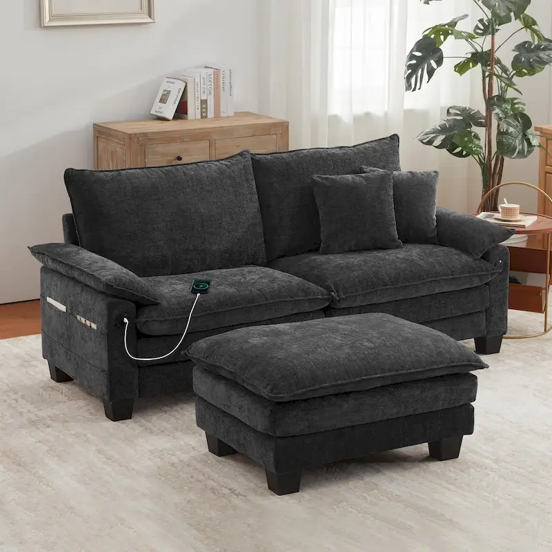 Modular Sectional Sofa with Ottoman and Deep Seat Sleeper