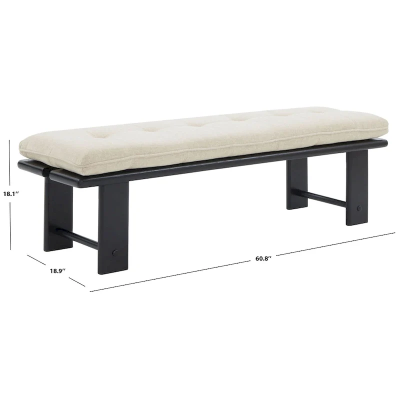 SAFAVIEH Couture Rasema Modern Cushion Bench - 60.8 In. W x 18.9 In. D x 18.1 In. H - 61Wx19Dx18H