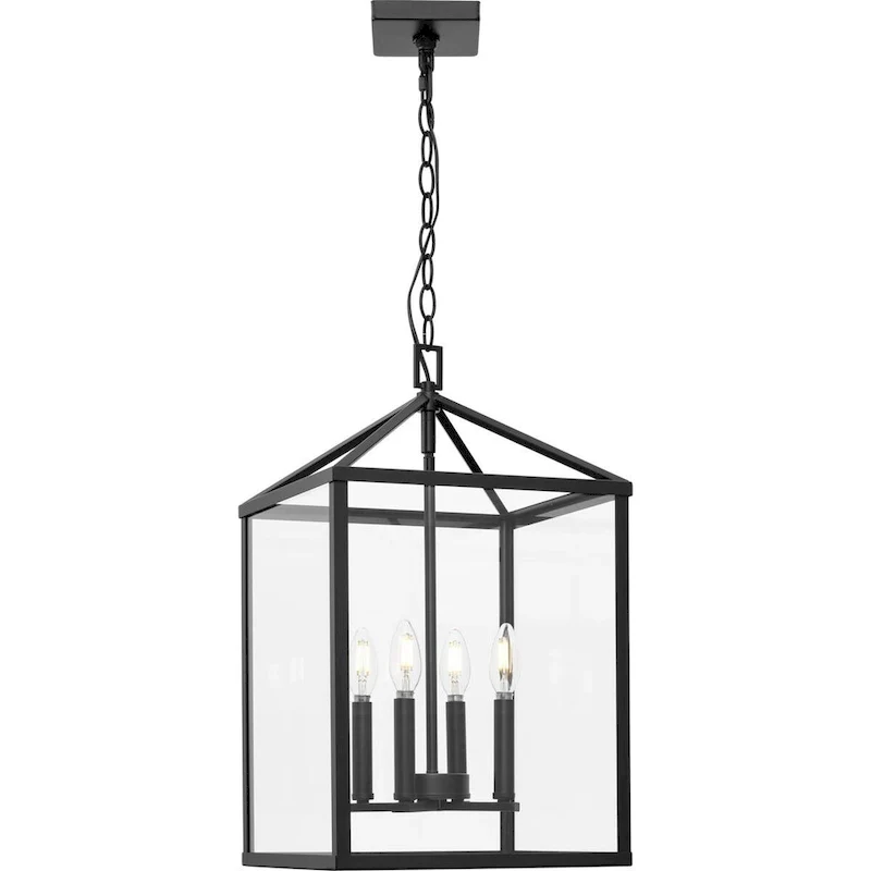 Hillcrest Collection Four-Light Matte Black Transitional Hall & Foyer Light - 13 in x 13 in x 22 in