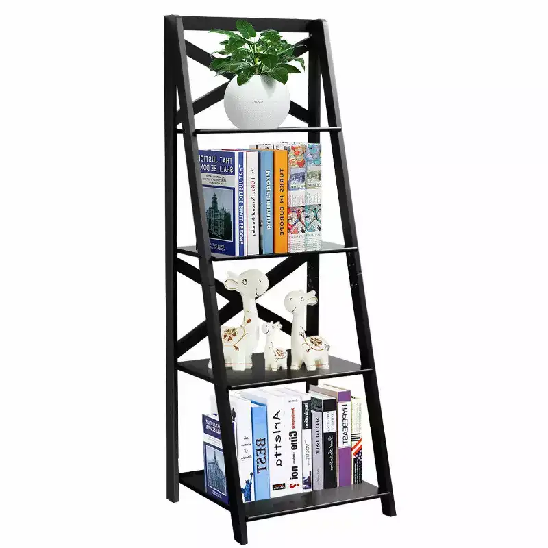 Costway 1PC/2PCS Ladder Shelf 4-Tier Bookshelf Bookcase Storage Display Plant Leaning Black/White