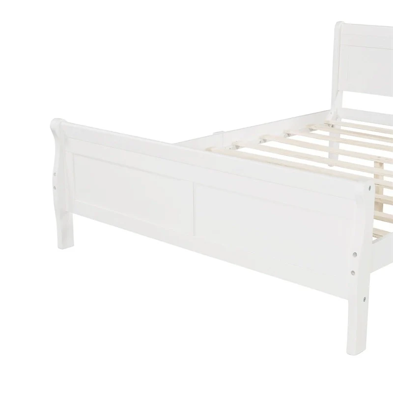 Wood Twin Sleigh Bed with Headboard and Footboard