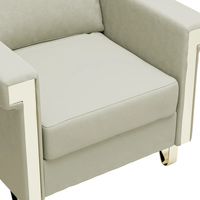 Velvet Accent Chair with Removable Cushions and Metal Legs