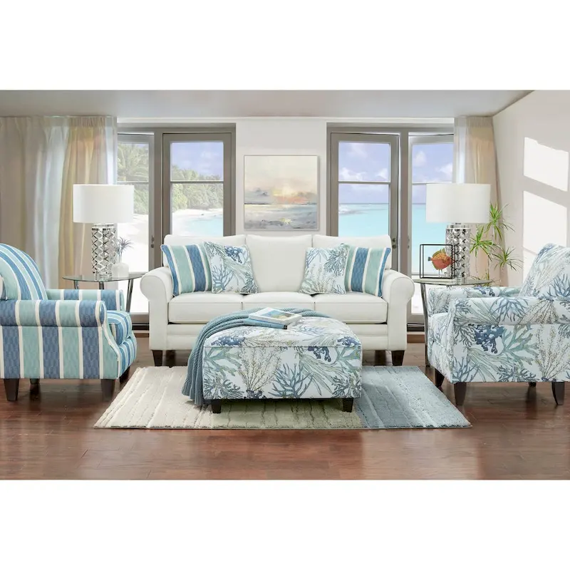 Oatmeal Transitional Stationary Sofa, 3-Seater