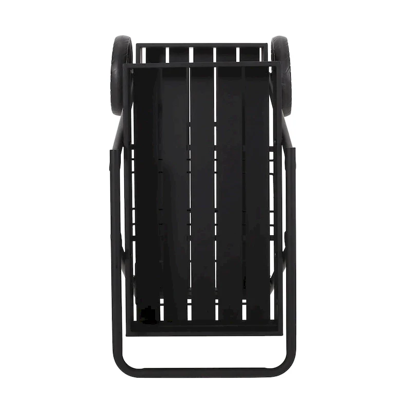 Modern Industrial Bar Cart with Iron Frame, Wheelbarrow-Inspired Design, Wine Bottle Holders and Mobile Rolling Wheels