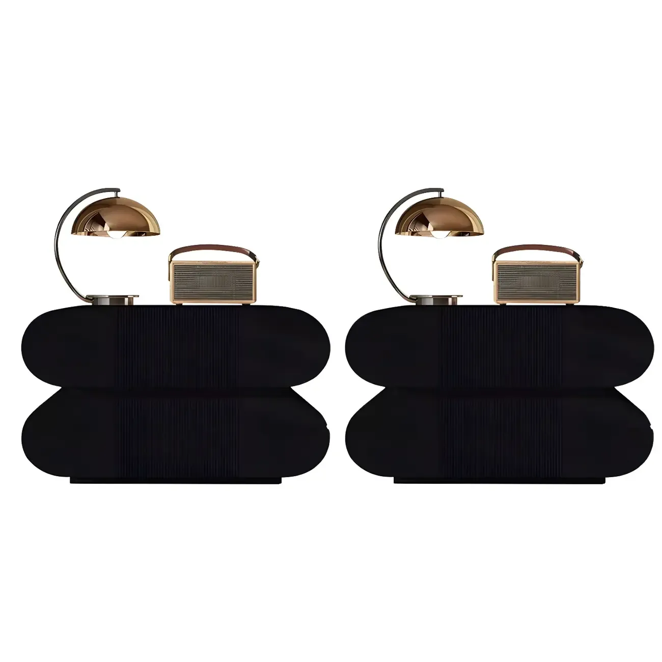 Modern Wood Striped White 2-Drawer Nightstand