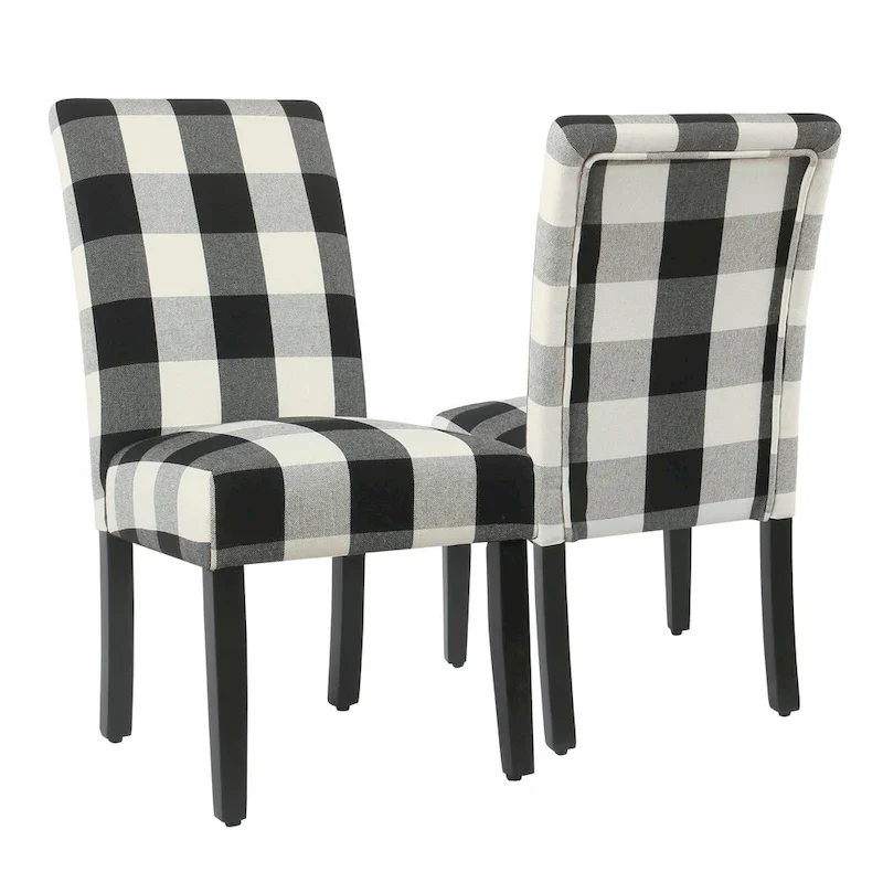 HomePop Black Plaid Parsons Dining Chair (Set of 2)