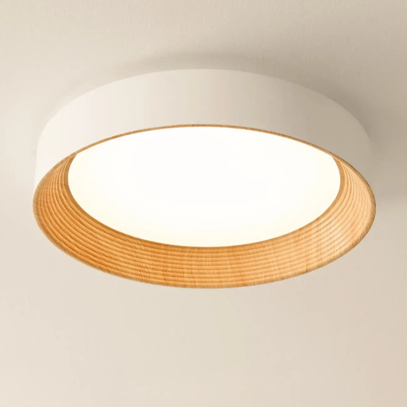 Walnut Round Flush Mount Ceiling Light