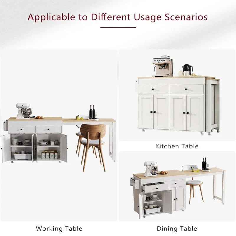 Abner Kitchen Island with Extendable Dining Table