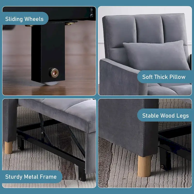 Aukfa Sleeper Chair Bed Convertible Single Sofa Chair with Pillow