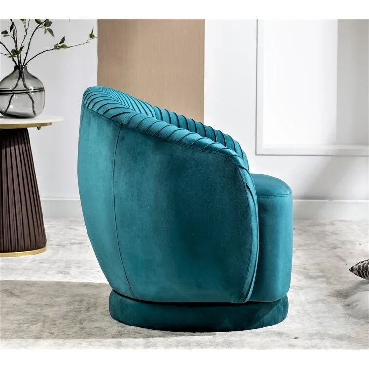 Modern Barrel Swivel Accent Chair with Plush Velvet Upholstery