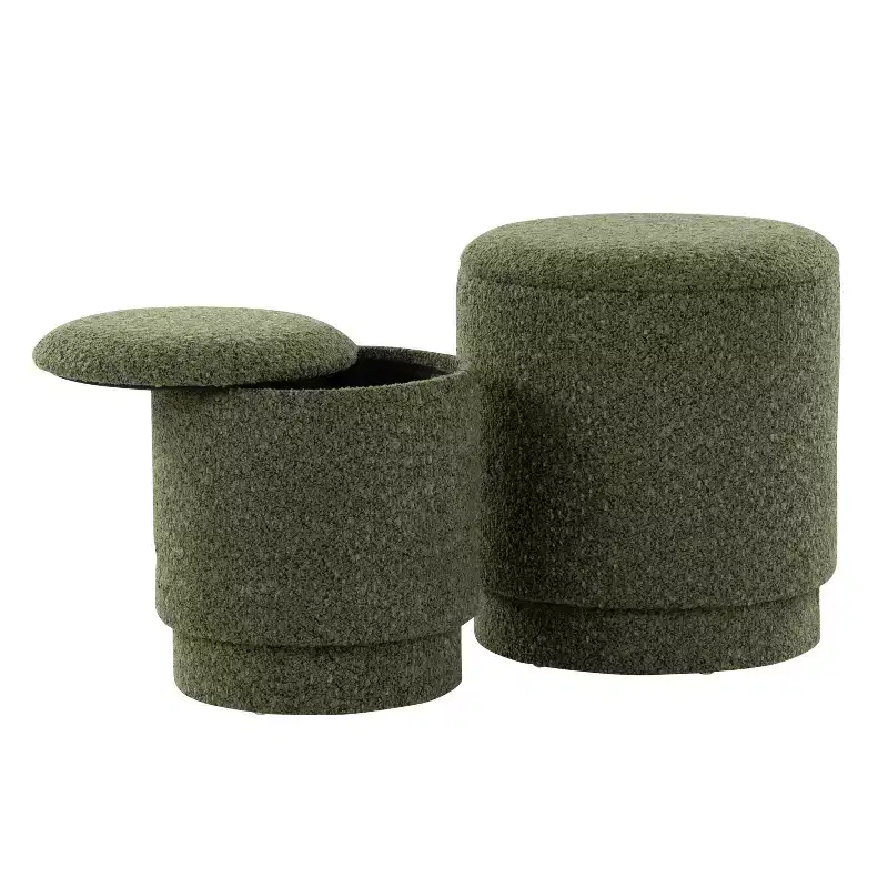 LumiSource Marla Upholstered Ottoman Set Fabric