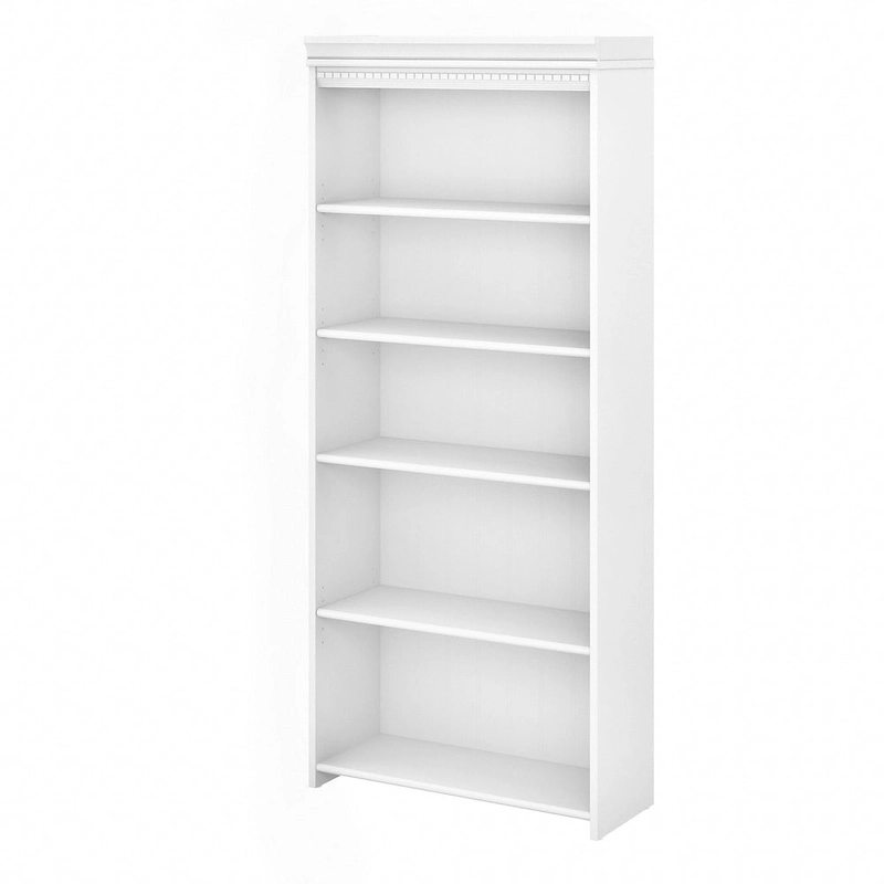 Fairview Antique White 5-shelf Bookcase - Antique - 29.57L x 12.09W x 68.94H