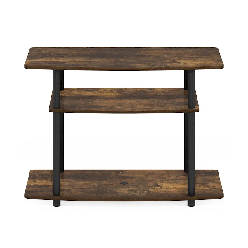 No Tools 3-Tier TV Stands, Columbia Walnut/Black