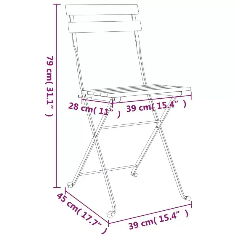 vidaXL Folding Bistro Set - Solid Acacia Wood and Steel, Rectangular Design