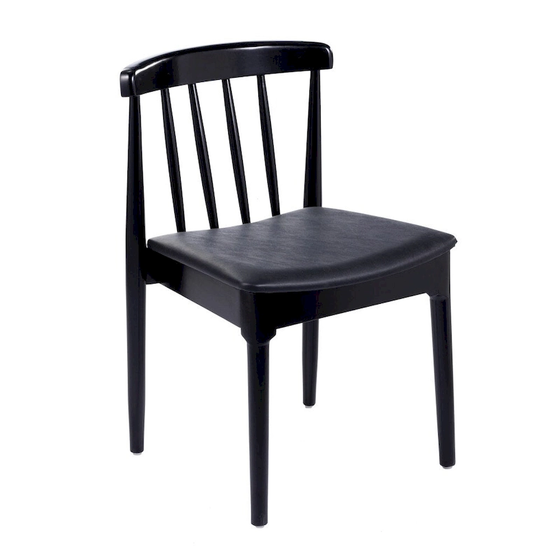Commercial Solid Wood Dining Chair with Vinyl Padded Seat