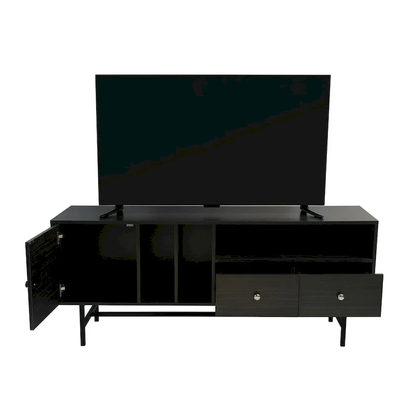 Rochester 2-Drawer 4-Shelf TV Stand Credenza with Iron Legs