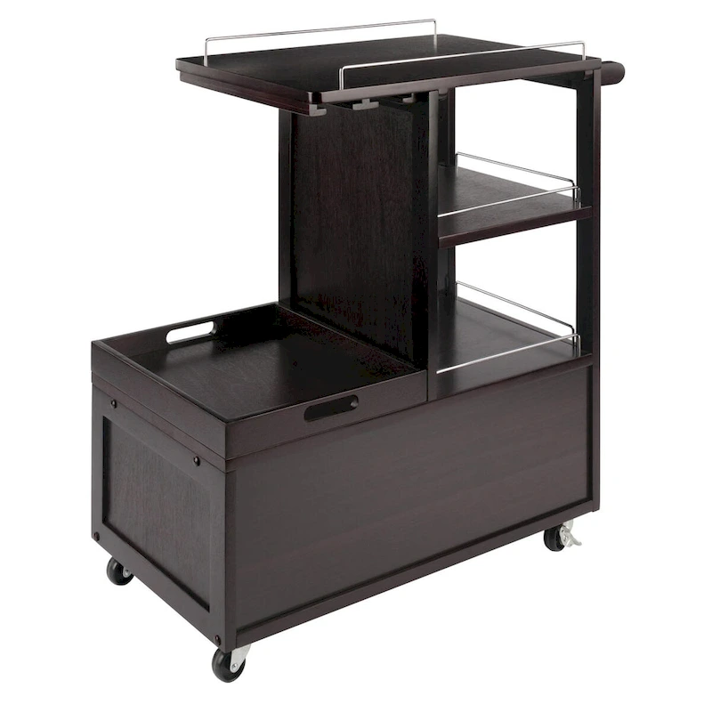 Galen Entertainment Cart, Espresso - 34.25 x 16.77 x 34.37 inches