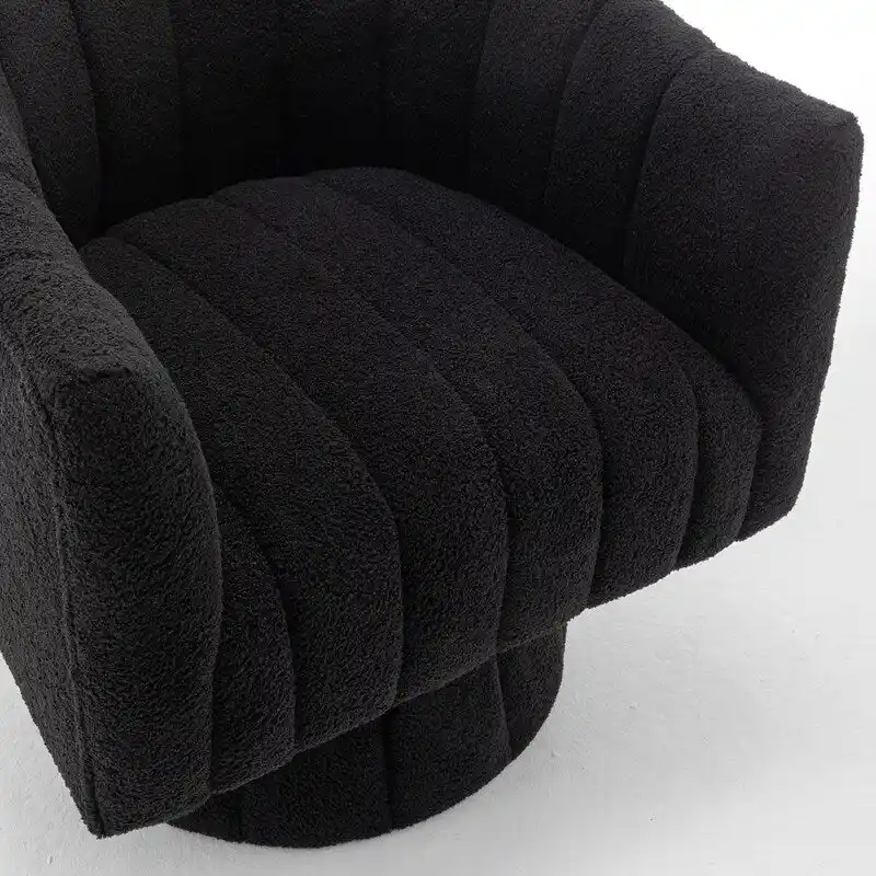 SEYNAR Modern Glam Velvet Upholstered Round Swivel Accent Barrel Chair