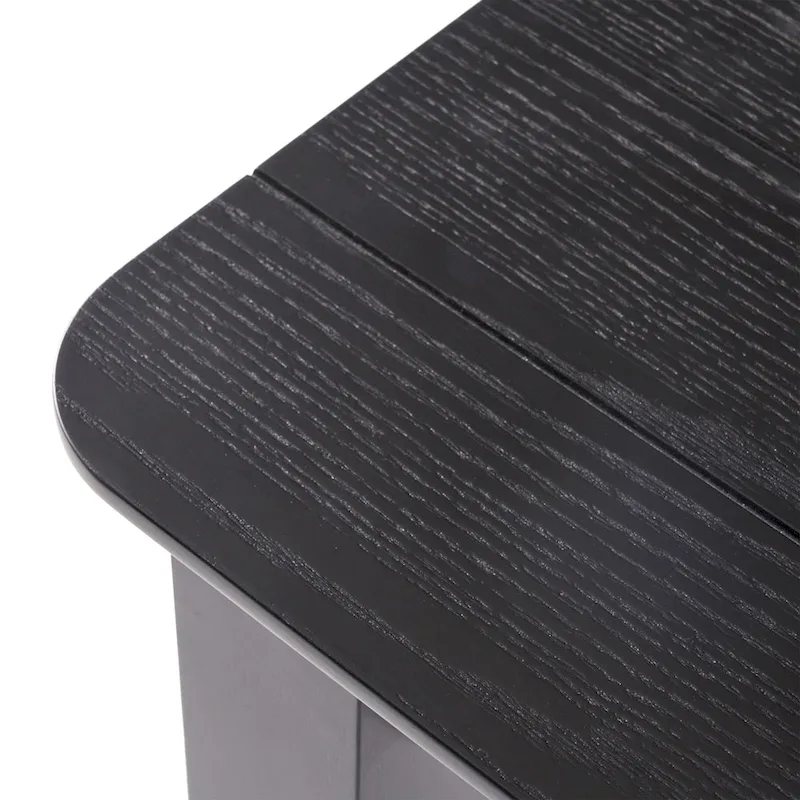 Walnut/Gray/Black Farmhouse Rubberwood Rectangular Dining Table, 8-Person