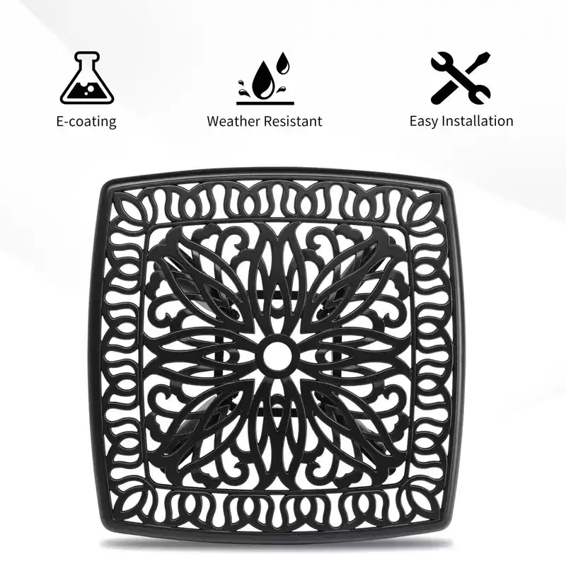 Karl Home | 21.3-Inch Square Cast Aluminum Garden Side Table