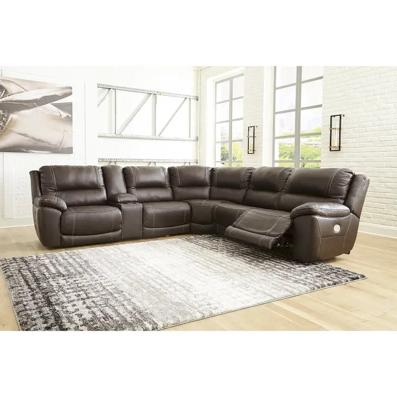 Signature Design by Ashley Dunleith Brown 6-Piece Power Reclining Sectional - 136W x 123D x 43H