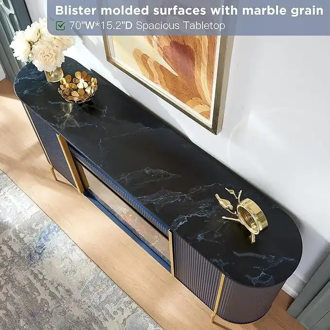 70  Modern Luxury Fireplace TV Stand, Entertainment Center, TV Console