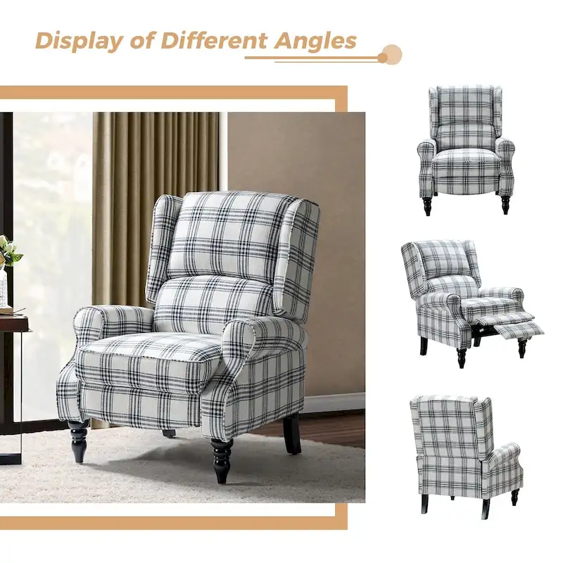 Olympus Upholstered Classic Manual Wingback Recliner with Solid Wood Legs by HULALA HOME