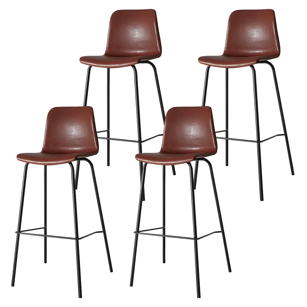Brown Saddle Metal Frame Leather Counter Stools with Backs