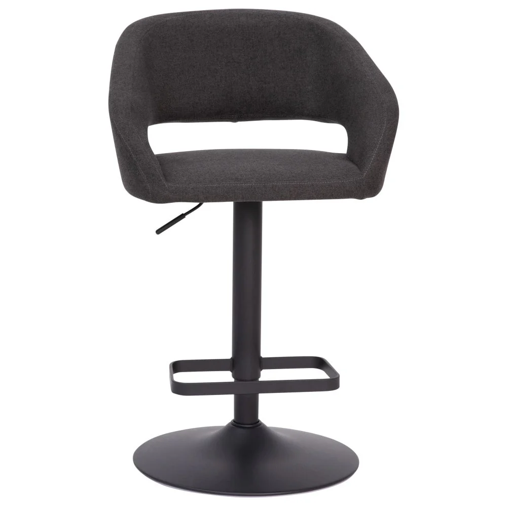 Modern Upholstered Adjustable-Height Barstool with Rounded Back