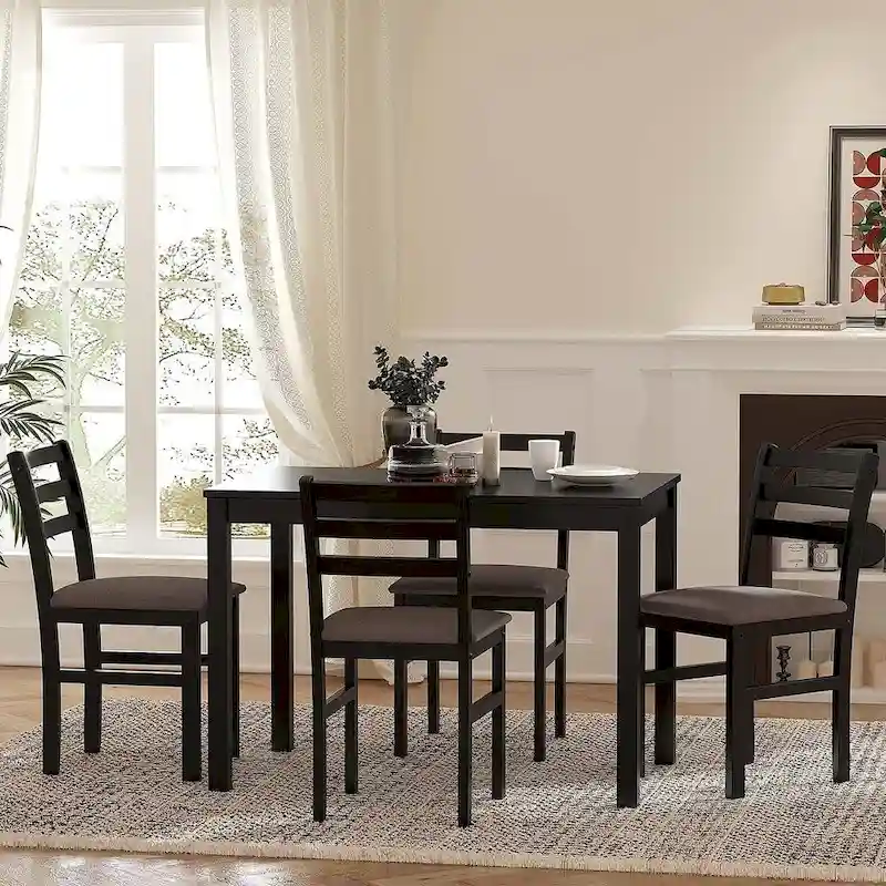 5 PCS Pub Sets Stylish Dining Table Set with 4 Upholstered Chairs