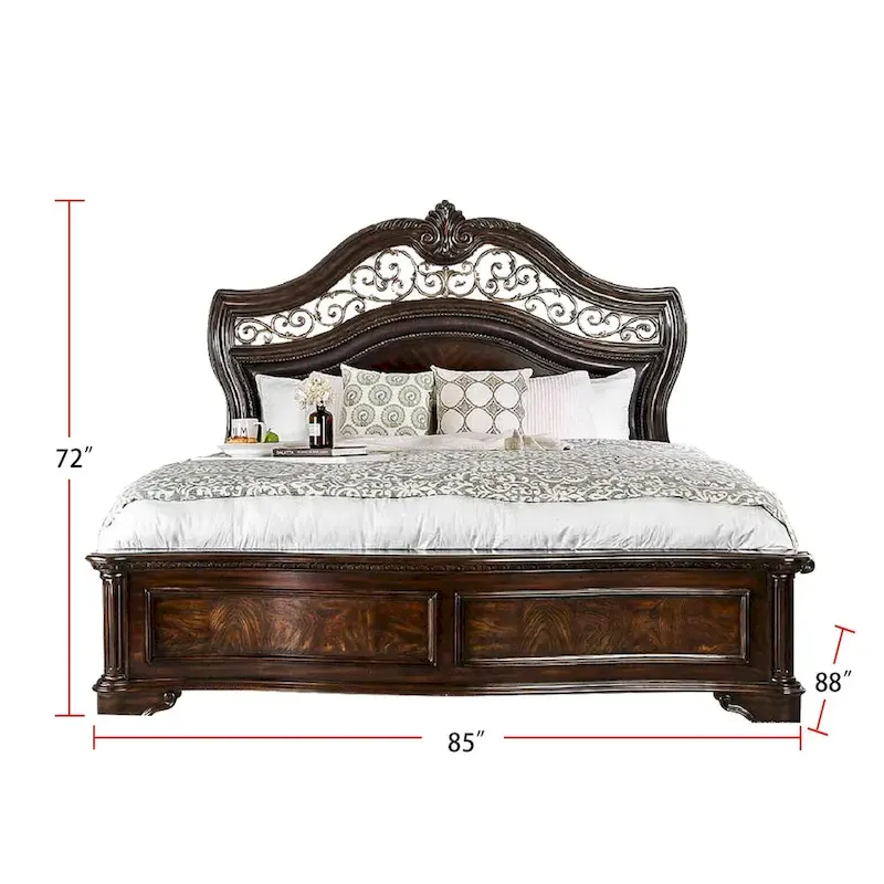 Wooden Bed in Brown Cherry