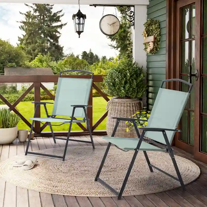 Patio Portable Folding Chairs with Arm Rest Outdoor Club Chairs - See Picture