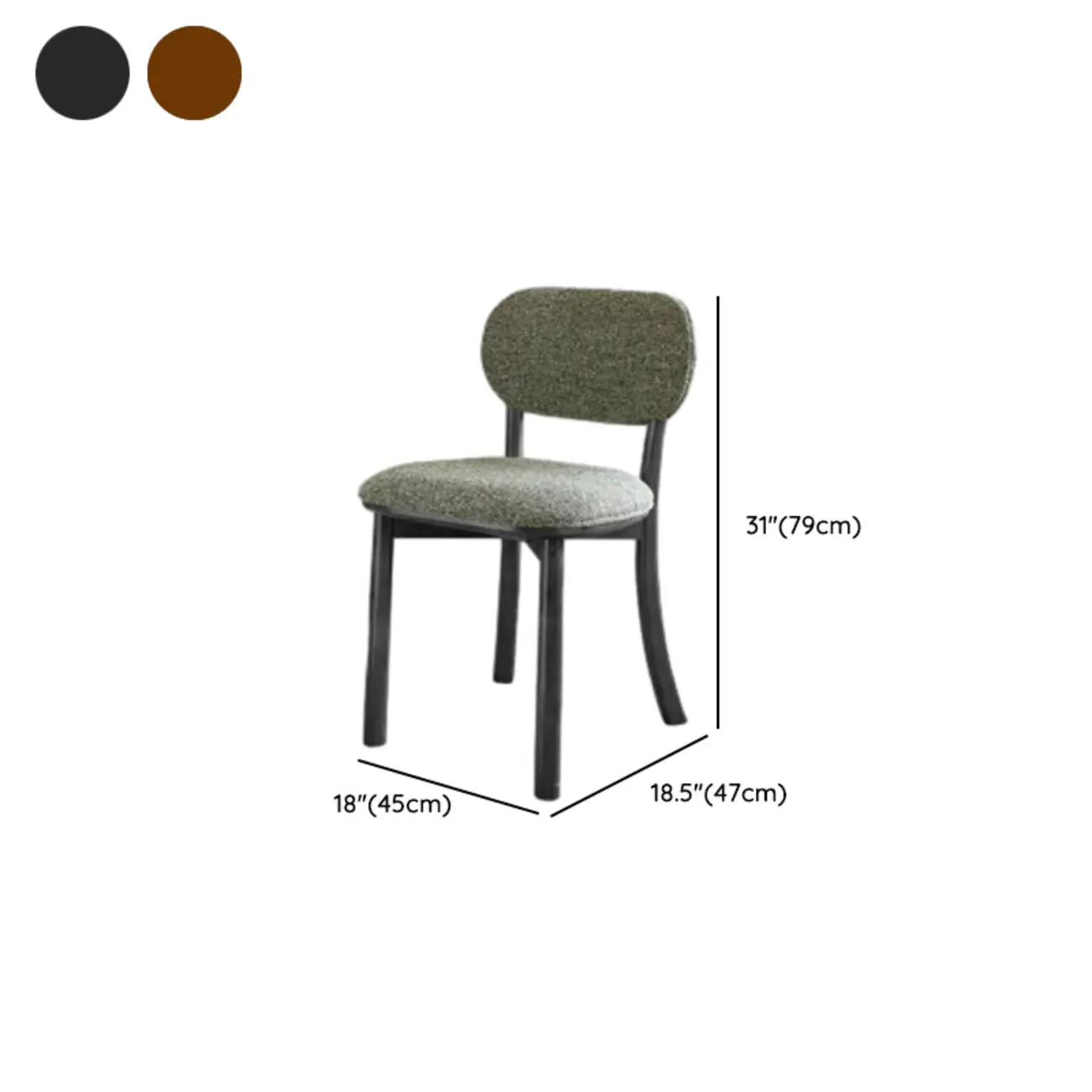 Modern Armless Upholstered Solid Wood Dining Chair
