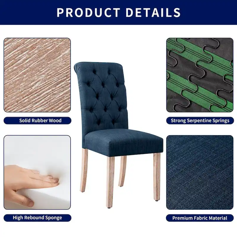 CHUN YI Linen Parsons Modern Button Dining Chair (Set of 2)