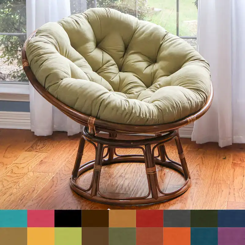 42-inch Rattan Papasan Chair with Microsuede Cushion