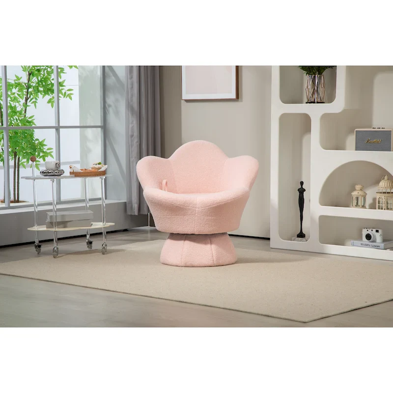 White Boucle 360 Swivel Armchair, Single Seat