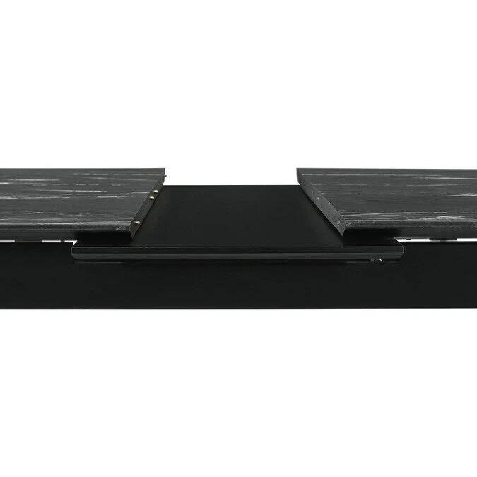 Rectangular Dining Table with Extension Leaf and Faux Marble Finish Top