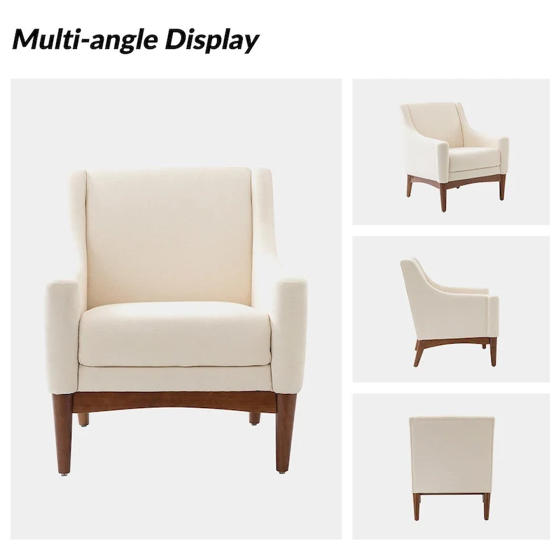 Francis Mid-century Modern Upholstered Armchair with Sloped Arms and Solid Wood Legs