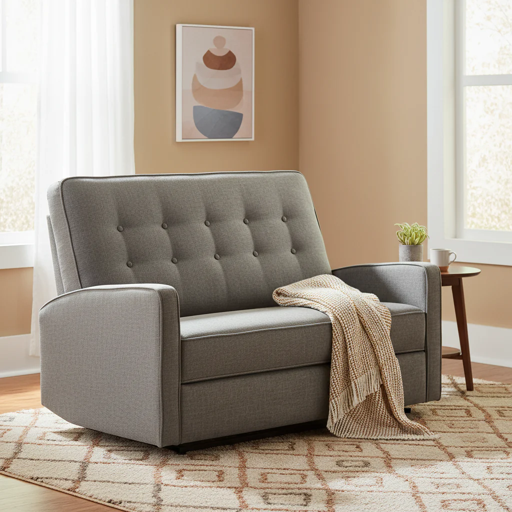 Oversized Recliner 47W Button Tufted Polyester Manual Track Arms Footrest 600 LBS